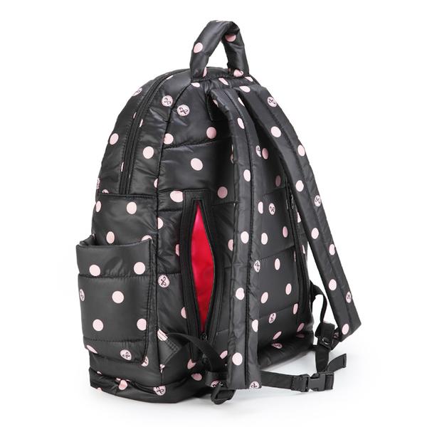 Backpack Baby Diaper Bag - Black with Pink Polka Dot L