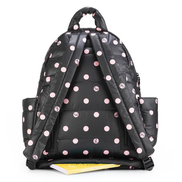 Backpack Baby Diaper Bag - Black with Pink Polka Dot L
